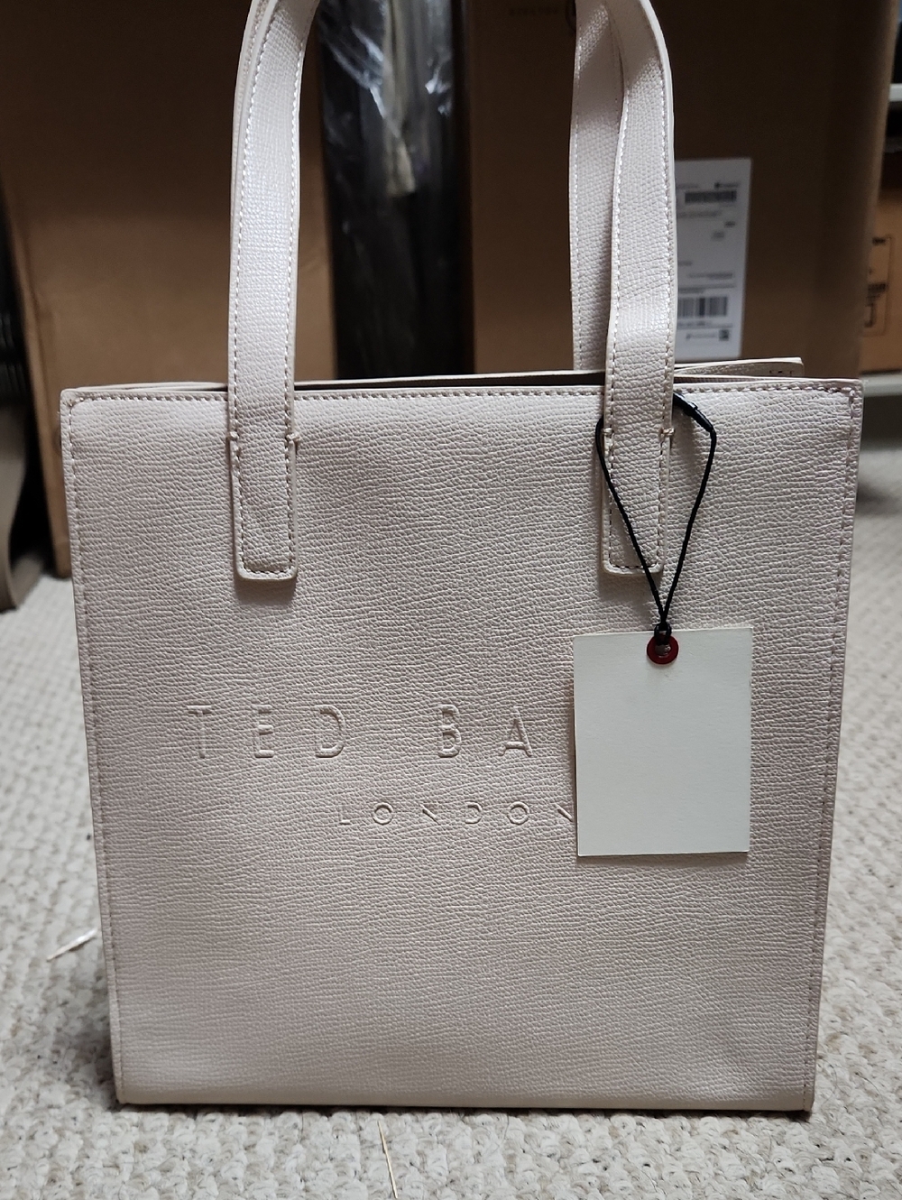 Nwt Ted Baker Pale Cream Structured Tote with Embossed Logo